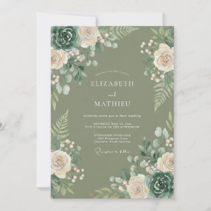 Invitation Mariage Romantique Botanique Sauge
