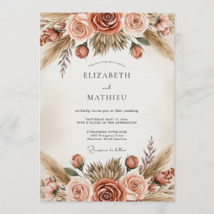 Invitation Mariage Romantique Botanique Sienne