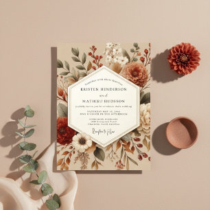 Invitation Mariage Romantique Botanique Sienne Automnal