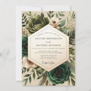 Invitation Mariage Romantique Botanique Vert Forêt