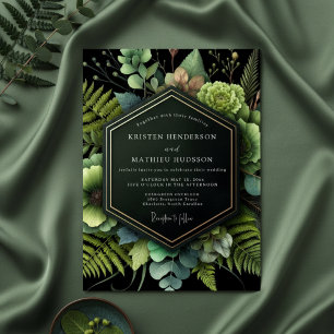 Invitation Mariage Romantique Botanique Vert Forêt