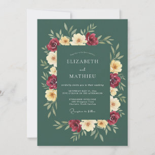 Invitation Mariage Romantique Bourguignon Floral