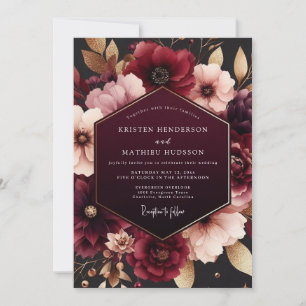 Invitation Mariage Romantique Bourguignon Profond