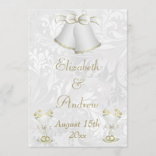 Invitation Mariage romantique cloches et bouffées de champagn