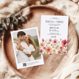 Invitation Mariage romantique code qr RSVP dos