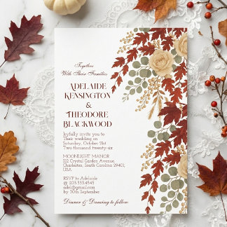 Invitation Mariage romantique d'automne | Mariage ivoire et b