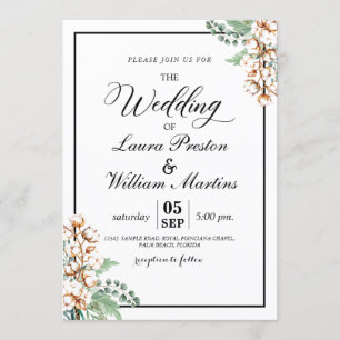 Invitation Mariage romantique de coton de Boho de verdure de