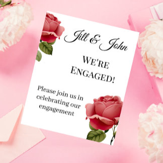 Invitation Mariage romantique de fiançailles Rose rouge