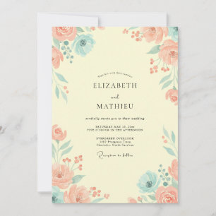 Invitation Mariage Romantique de Printemps à la Crème