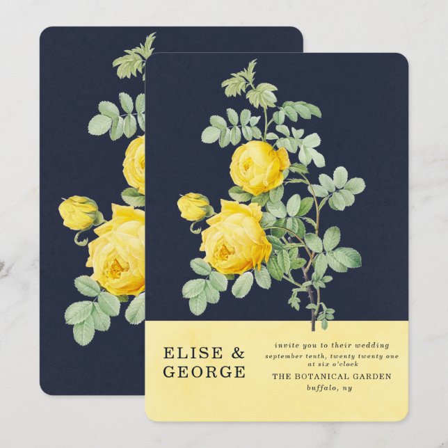 Invitation Mariage romantique de printemps de la Marine et de (Devant / Derrière)