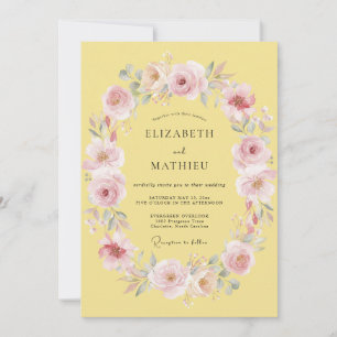 Invitation Mariage Romantique de Printemps Jaune Pâle