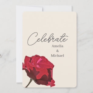 Invitation Mariage romantique de rose rouge