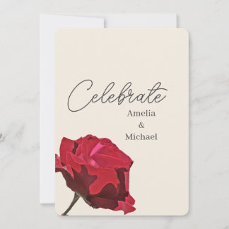 Invitation Mariage romantique de rose rouge