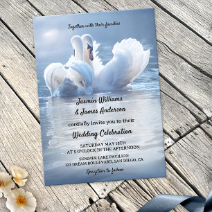 Invitation Mariage romantique du lac Swan