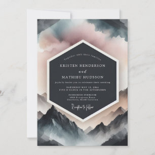 Invitation Mariage Romantique Dusty Blue en Montagne