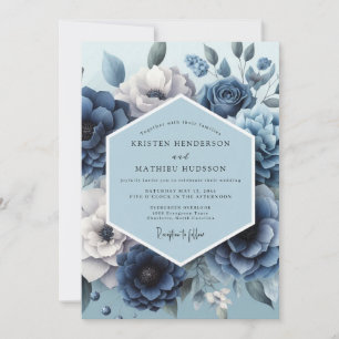 Invitation Mariage romantique Dusty Blue Flora