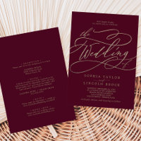 Mariage romantique en calligraphie burgonde tout-e