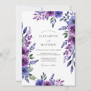 Invitation Mariage Romantique et Impressionniste Violet