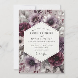 Invitation Mariage Romantique et Maussade à la Fleur de Pruni