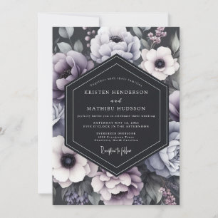 Invitation Mariage Romantique et Maussade aux Fleurs Mauves