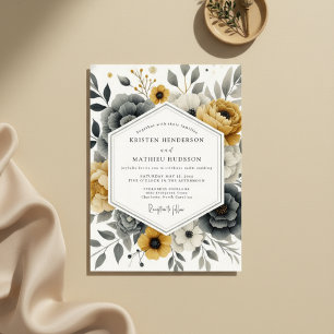 Invitation Mariage Romantique et Maussade aux Fleurs Ocres