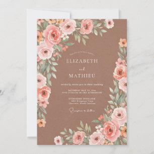 Invitation Mariage Romantique Fleur de Corail