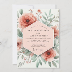 Invitation Mariage Romantique Fleur de Pêcher