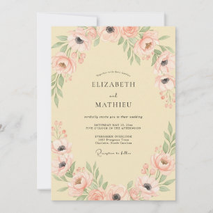 Invitation Mariage Romantique Fleur de Pêcher Pastel