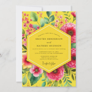 Invitation Mariage Romantique Fleur Jaune Floraison