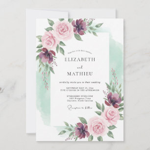 Invitation Mariage Romantique Floraison Mauve