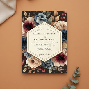 Invitation Mariage Romantique Floral de Bourgogne en Forêt