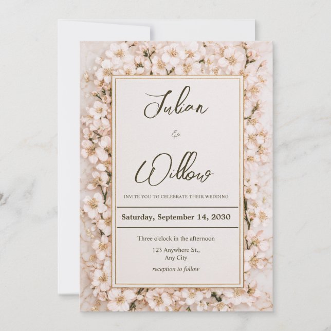 Invitation Mariage romantique floral en fleurs (Devant)