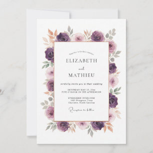 Invitation Mariage Romantique Floral Enchanté de Prune