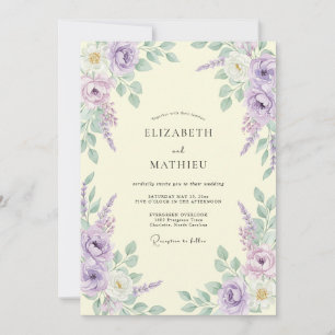 Invitation Mariage Romantique Floral Lavande à l'Aquarelle