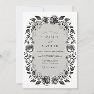 Invitation Mariage romantique floral monochrome