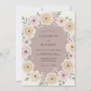 Invitation Mariage Romantique Floral Printanier à la Crème