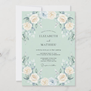 Invitation Mariage Romantique Floral Sage Éthéré
