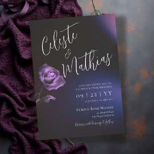 Invitation Mariage Romantique Gothique Rose Violet Bleu Foncé