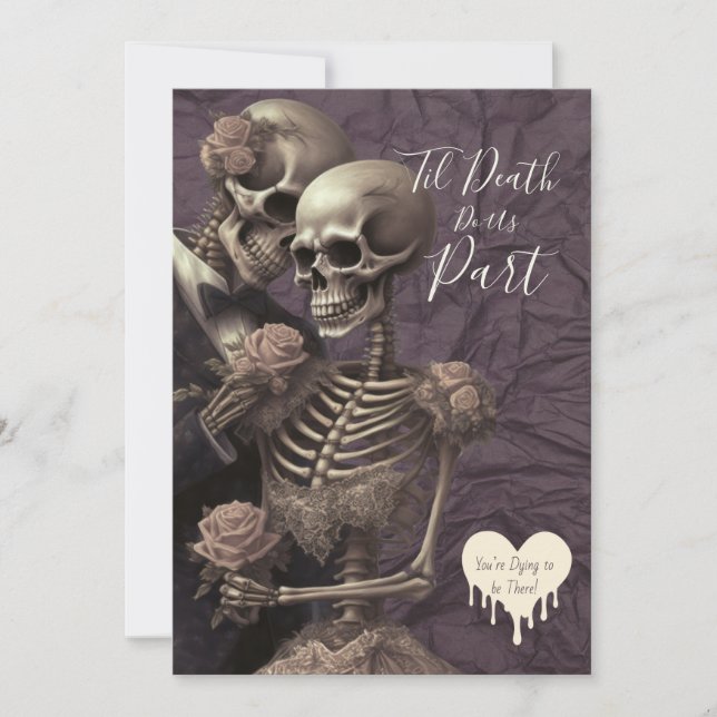 Invitation Mariage romantique gothique squelette | 'Jusqu'à l (Devant)