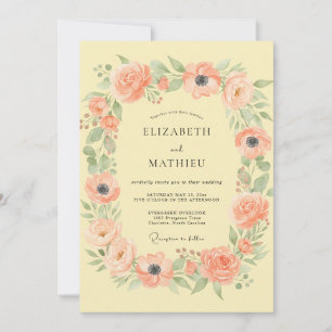Invitation Mariage Romantique Guirlande de Fleurs de Pêcher