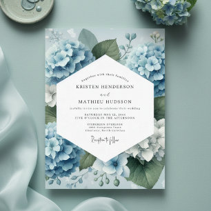 Invitation Mariage Romantique Hydrangea Bleu Poussiéreux