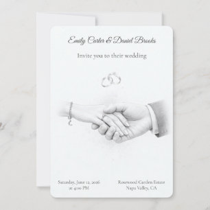 Invitation Mariage Romantique Minimaliste Main dans la Main
