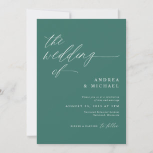 Invitation Mariage romantique moderne Emerald Green