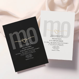 Invitation Mariage romantique moderne noir et blanc