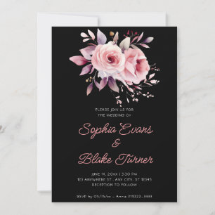 Invitation Mariage Romantique Moderne Roses Roses Noires