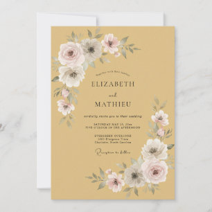 Invitation Mariage Romantique Ochre Soft Blossom