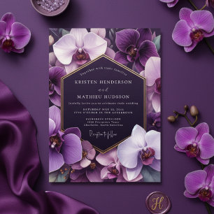 Invitation Mariage Romantique Opulent à l'Orchidée Violette