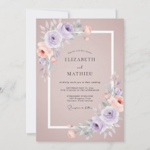 Invitation Mariage Romantique Printanier Mauve