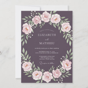 Invitation Mariage Romantique Rose Rouge Foncé