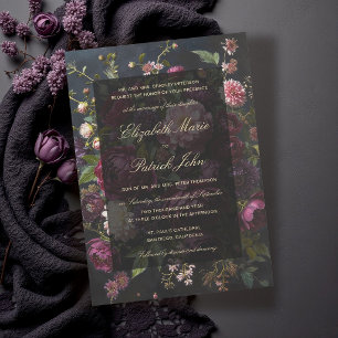 Invitation Mariage Romantique Sombre Formel Moderne Classique